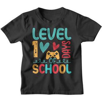 Level 100 Days Of School Unlocked Gamer Video Games Boys V7 Youth T-shirt - Thegiftio UK