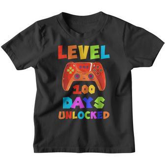 Level 100 Days Of School Unlocked Gamer Video Games Boys V9 Youth T-shirt - Thegiftio UK