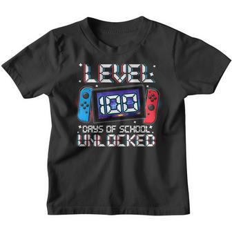 Level 100 Days Of School Unlocked Gamer Video Games Gaming Youth T-shirt - Thegiftio UK