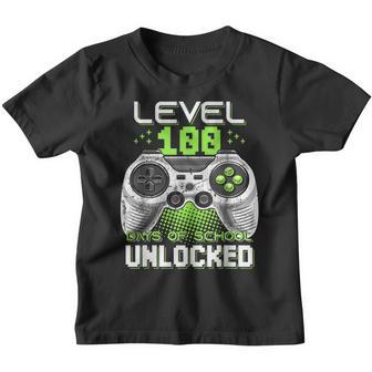 Level 100 Days Of School Unlocked Gamer Video Games Kids Youth T-shirt - Thegiftio UK