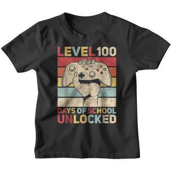 Level 100 Days Of School Unlocked Retro 100Th Day Of School V2 Youth T-shirt - Thegiftio UK