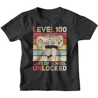 Level 100 Days Of School Unlocked Retro 100Th Day Of School Youth T-shirt - Thegiftio UK