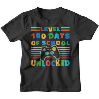 Level 100 Days Of School Unlocked Retro 100Th Day Of School Youth T-shirt - Seseable