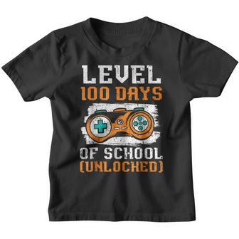 Level 100 Days Of School Unlocked Video Game Gamer Copy Youth T-shirt - Thegiftio UK