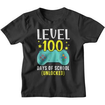 Level 100 Days Of School Unlocked Video Game Gamer Youth T-shirt - Thegiftio UK
