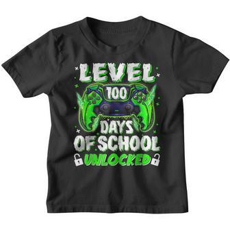 Level 100 Days Of School Unlocked Video Game School Gamer Youth T-shirt - Seseable