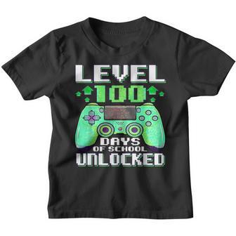 Level 100 Days Of School Unlocked Video Gamer Gaming Boys Youth T-shirt - Thegiftio UK