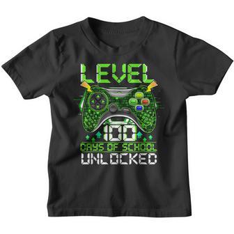 Level 100 Days Of School Unlocked Video Games Gamer Boys Youth T-shirt - Thegiftio UK