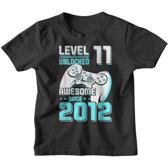 Level 11 Unlocked Awesome Since 2012 11Th Birthday Boy Games Youth T-shirt - Thegiftio UK
