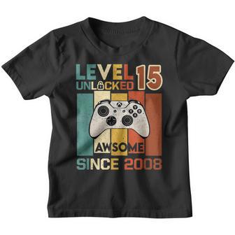 Level 15 Unlocked Awesome 2008 Video Game 15Th Birthday Boys Youth T-shirt - Thegiftio UK
