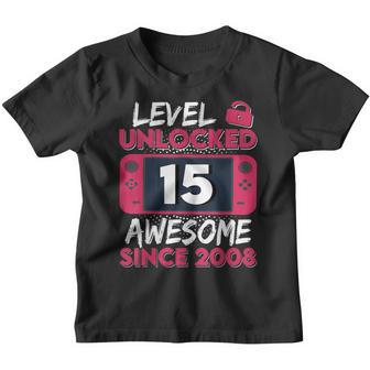 Level 15 Unlocked Video Game 15Th Birthday Gift Awesome 2008 Youth T-shirt - Thegiftio UK