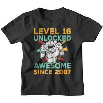 Level 16 Unlocked Awesome 2007 Video Game 16Th Birthday Gift Youth T-shirt - Thegiftio UK