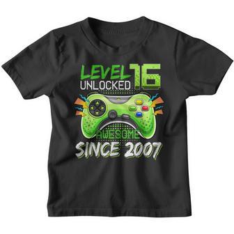 Level 16 Unlocked Awesome Since 2007 16Th Birthday Gaming V4 Youth T-shirt - Thegiftio UK