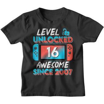 Level 16 Unlocked Awesome Since 2007 16Th Birthday Gaming V5 Youth T-shirt - Thegiftio UK