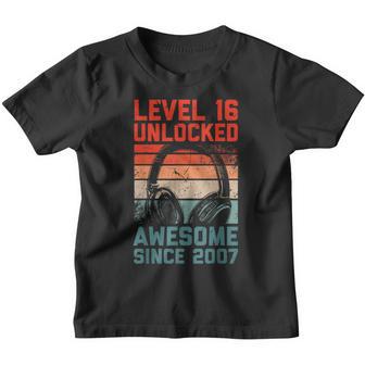 Level 16 Unlocked Awesome Since 2007 Video Game Birthday Boy Youth T-shirt - Thegiftio UK