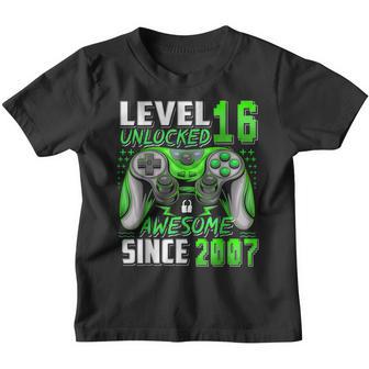 Level 16 Unlocked Since 2007 16Th Birthday Video Game Gaming Youth T-shirt - Thegiftio UK