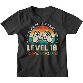 Level 18 Unlocked Awesome 2005 Video Game 18Th Birthday Boys Youth T-shirt - Thegiftio UK