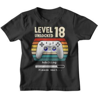 Level 18 Unlocked Male 18 Year Old Boy Birthday Bday Nage Youth T-shirt - Seseable