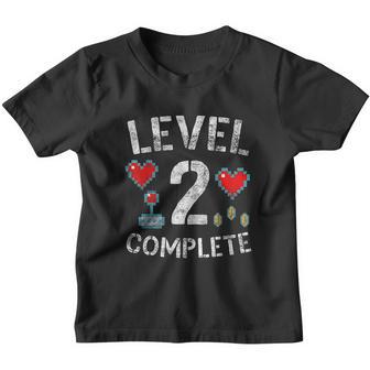 Level 2 Complete 2Nd Wedding Anniversary Video Gamer Youth T-shirt - Thegiftio UK