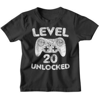 Level 20 Unlocked 20Th Video Gamer Birthday Gift Youth T-shirt | Mazezy