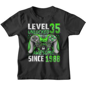 Level 35 Unlocked Since 1988 35Th Birthday Video Game Gaming Youth T-shirt - Thegiftio UK