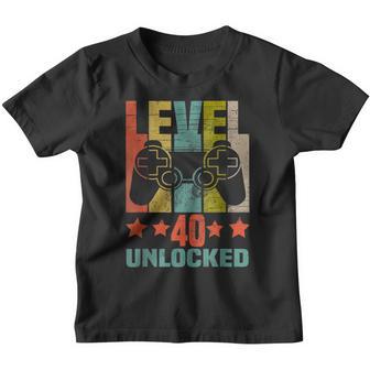 Level 40 Unlocked Video Gamer 40Th Birthday Gifts Boys Youth T-shirt - Thegiftio UK