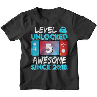 Level 5 Unlocked Awesome 2018 Video Game 5Th Birthday Boys Youth T-shirt - Seseable