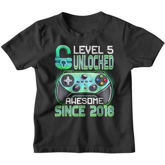 Level 5 Unlocked Awesome 2018 Video Game 5Th Birthday Gift Youth T-shirt - Thegiftio UK