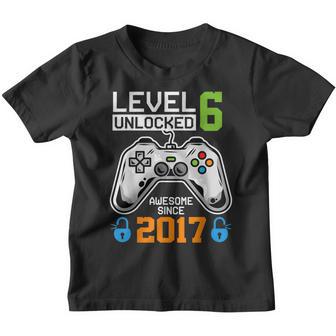 Level 6 Unlocked Awesome Since 2017 6 Year Gamer Birthday V2 Youth T-shirt - Thegiftio UK