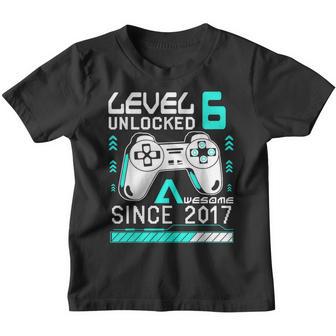Level 6 Unlocked Awesome Since 2017 6 Year Gamer Birthday V3 Youth T-shirt - Thegiftio UK