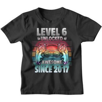 Level 6 Unlocked Awesome Since 2017 6 Year Gamer Birthday Youth T-shirt - Thegiftio UK