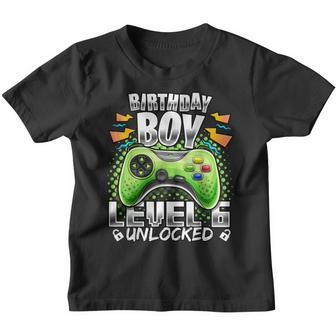Level 6 Unlocked Video Game 6Th Birthday Gamer Gift Boys Youth T-shirt | Mazezy