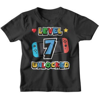 Level 7 Unlocked 7Th Birthday Kids Video Game 7 Years Old Youth T-shirt | Mazezy CA