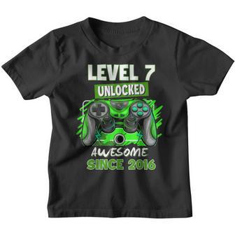 Level 7 Unlocked Awesome 2016 Video Game 7Th Birthday Boy Youth T-shirt - Thegiftio UK