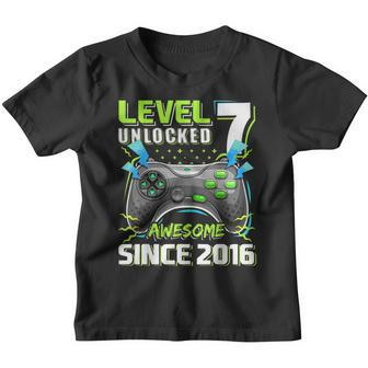 Level 7 Unlocked Awesome 2016 Video Game 7Th Birthday Boy Youth T-shirt | Mazezy AU