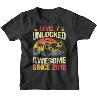 Level 7 Unlocked Awesome 2016 Video Game 7Th Birthday Boys V3 Youth T-shirt - Thegiftio UK