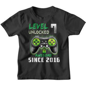 Level 7 Unlocked Awesome 2016 Video Game 7Th Birthday Boys V4 Youth T-shirt - Thegiftio UK