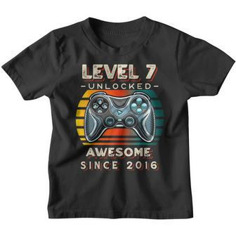 Level 7 Unlocked Video Game Seven 7Th Birthday 7 Yr Old Boys Youth T-shirt | Mazezy