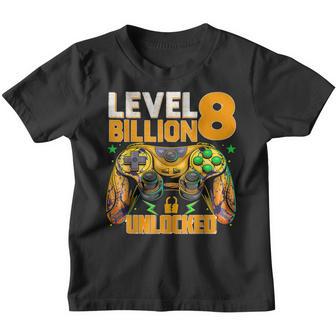 Level 8 Billion People Unlocked Celebrate Funny Video Gamer Youth T-shirt - Thegiftio UK