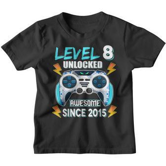 Level 8 Unlocked Awesome 2015 Video Game 8Th Birthday Boy Youth T-shirt - Thegiftio UK
