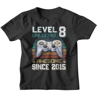 Level 8 Unlocked Awesome 2015 Video Game 8Th Birthday Boys V2 Youth T-shirt - Thegiftio UK