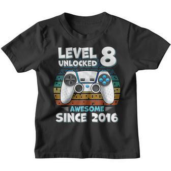 Level 8 Unlocked Since Awesome 2016 Funny Gamer Birthday Youth T-shirt | Mazezy
