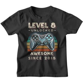 Level 8 Unlocked Video Game 8Th Birthday 8 Yr Old Eight Boys Youth T-shirt | Mazezy