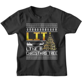 Lit Like A Christmas Tree Funny Ugly Christmas V3 Youth T-shirt - Thegiftio UK