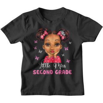Little Miss Second Grade Butterflies 100 Days Of School Youth T-shirt - Thegiftio UK