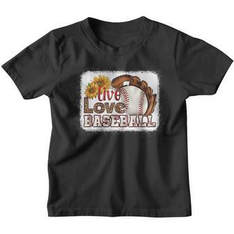 Live Love Basebal - Leopard Sunflowers Baseball Youth T-shirt - Thegiftio UK