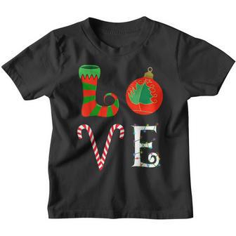 Love Christmas Funny Elf Candy Cane Lights Xmas Pajama Gifts Youth T-shirt - Thegiftio UK