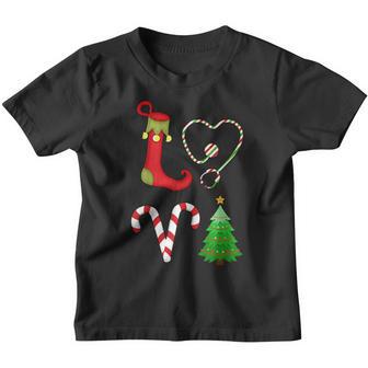 Love Christmas Stethoscope Nurse Tree Elf Candy Xmas Pajama Youth T-shirt - Thegiftio UK