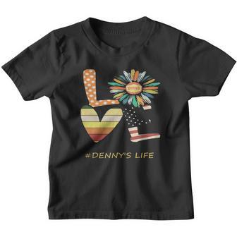 Love Dennys Life Flower American Flag Vintage Shirt Youth T-shirt - Thegiftio UK