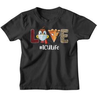 Love Icu Nurse Life Turkey Mask Funny Nursing Thanksgiving Youth T-shirt - Thegiftio UK